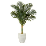 Nearly Natural T2186 4.5` Golden Cane Artificial Palm Tree in White Planter