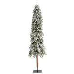 Nearly Natural 8`Flocked Grand Alpine Artificial Christmas Tree with 500 Clear Lights and 1051 Bendable Branches on Natural Trunk