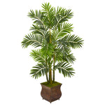 Nearly Natural 9802 60" Artificial Green Areca Palm Tree in Metal Planter