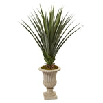 Nearly Natural 6902 5' Artificial Green Spiked Agave Plant in Decorative Urn