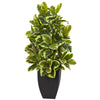 Nearly Natural 6910 50" Artificial Green Rubber Plant with Black Wash Planter