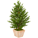 Nearly Natural 9318 35" Artificial Green Olive Cone Topiary Tree in Terra Cotta Planter, UV Resistant (Indoor/Outdoor)