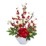 Nearly Natural Cherry Blossom & Peony Artificial Arrangement