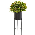Nearly Natural P1213 55" Artificial Green Real Touch Rubber Leaf Plant in Black Planter with Stand