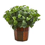 Nearly Natural 6465 21" Artificial Green Pothos Plant in Decorative Planter