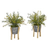 Nearly Natural 8920-S2 14" Artificial Green Rosemary Plant in Tin Planter with Legs, Set of 2