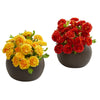 Nearly Natural Japanese Artificial Arrangement in Brown Planter (Set of 2)