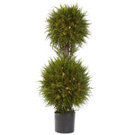 Nearly Natural 5916 40" Artificial Green Cedar Double Ball Topiary with Lights