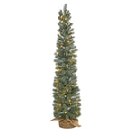 Nearly Natural 4` Green Pine Artificial Christmas Tree with 70 Warm White Lights Set in a Burlap Base