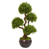 Nearly Natural 9710 44" Artificial Green Four Ball Boxwood Topiary Tree in Planter