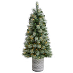 Nearly Natural T3268 4.5` Artificial Christmas Tree in Planter with 232 Bendable Branches and 120 Lights
