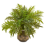 Nearly Natural 8747 24" Artificial Green Real Touch Hares Foot Fern Plant in Modern Vase