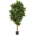 Nearly Natural 9176 68" Artificial Green Rubber Leaf Tree in Black Pot