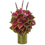 Nearly Natural 8508 24" Artificial Pink Coleus Plant in Green Planter