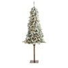 Nearly Natural 5`Flocked Alpine Christmas Artificial Tree with 150 Lights and 405 Bendable Branches