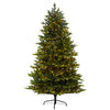 Nearly Natural 7` North Carolina Fir Artificial Christmas Tree with 550 Clear Lights and 3703 Bendable Branches