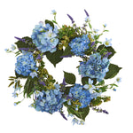 Nearly Natural 4224 24" Blue Hydrangea Wreath