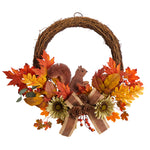 Nearly Natural W1183 26”  Artificial Autumn Wreath with Twig Base and Bunny