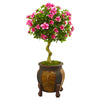 Nearly Natural 9299 42" Artificial Green & Pink Azalea Topiary Tree in Decorative Planter