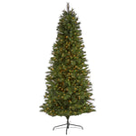 Nearly Natural 7.5` Slim West Virginia Mountain Pine Artificial Christmas Tree with 450 Clear Lights and 967 Bendable Branches
