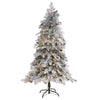 Nearly Natural 6` Flocked Montana Down Swept Spruce Artificial Christmas Tree with 250 Clear LED Lights
