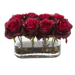 Nearly Natural 5.5`` Blooming Roses in Glass Vase Artificial Arrangement