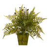 Nearly Natural 8889 19" Artificial Green Fern Plant in Green Planter
