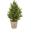 Nearly Natural 9394 38" Artificial Green Olive Cone Topiary Tree in Farmhouse Planter