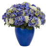 Nearly Natural 6547 27" Artificial Blue Hydrangea Plant in Blue Planter