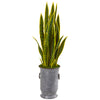 Nearly Natural 9492 40" Artificial Green Sansevieria Plant in Metal Planter