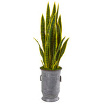 Nearly Natural 9492 40" Artificial Green Sansevieria Plant in Metal Planter