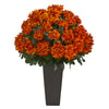 Nearly Natural 6548 27" Artificial Orange Spider Mum Plant in Black Planter