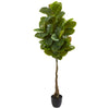 Nearly Natural 9119 65" Artificial Green Real Touch Rubber Leaf Tree in Black Pot