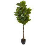 Nearly Natural 9119 65" Artificial Green Real Touch Rubber Leaf Tree in Black Pot