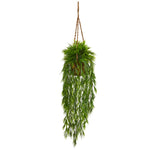 Nearly Natural 6978 43" Artificial Green Mini Bamboo Plant in Hanging Basket