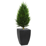 Nearly Natural 5890 4' Artificial Green Cypress Cone Topiary Tree in Black Wash Planter, UV Resistant (Indoor/Outdoor)