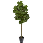 Nearly Natural 9138 6.5' Artificial Green Fiddle Leaf Tree With Decorative Planter