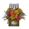 Nearly Natural 8820 14" Artificial Mixed Flowers Plant in Tin Roof Planter, Multicolor