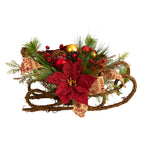 Nearly Natural A1859 18” Christmas Sleigh ,Artificial Arrangement with Ornaments