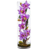 Nearly Natural 20 Cattleya Orchid Artificial Floral Arrangement in Cylinder Vase