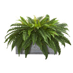 Nearly Natural 8064 30" Artificial Green Boston Fern Artificial Plant in Stone Planter