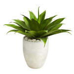 Nearly Natural 2`Agave Succulent Artificial Plant in White Planter