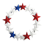 Nearly Natural W1213 21`` Americana Wreath with Stars Red White and Blue