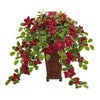 Nearly Natural 25`` Poinsettia and Variegated Holly Artificial Plant in Planter (Real Touch)