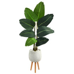 Nearly Natural T2505 5` Travelers Artificial Tree in White Planter with Stand