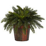Nearly Natural Cycas w/Octagon Vase Silk Plant