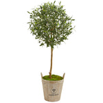 Nearly Natural 9228 46" Artificial Green Olive Tree in Farm House Planter