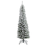 Nearly Natural 6` Flocked Pencil Artificial Christmas Tree with 438 Bendable Branches