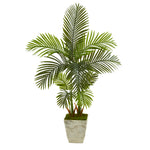 Nearly Natural T1252 4.5' Artificial Green Areca Palm Tree in Country White Planter