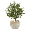 Nearly Natural 9223 31" Artificial Green Olive Tree in Bowl Planter